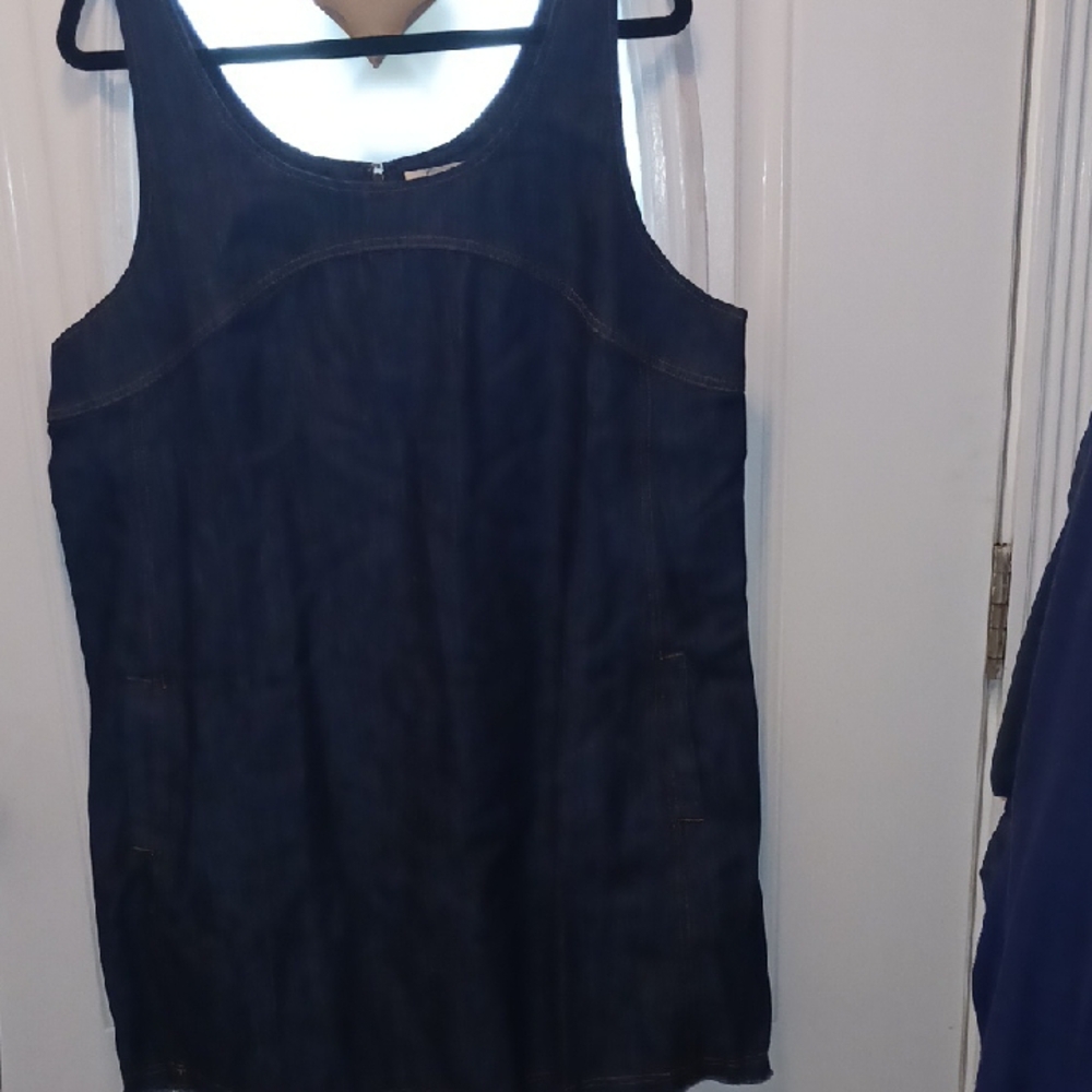 Elegant Denim Dress Natural Life Dress. Extra Large Pockets Zipper Back